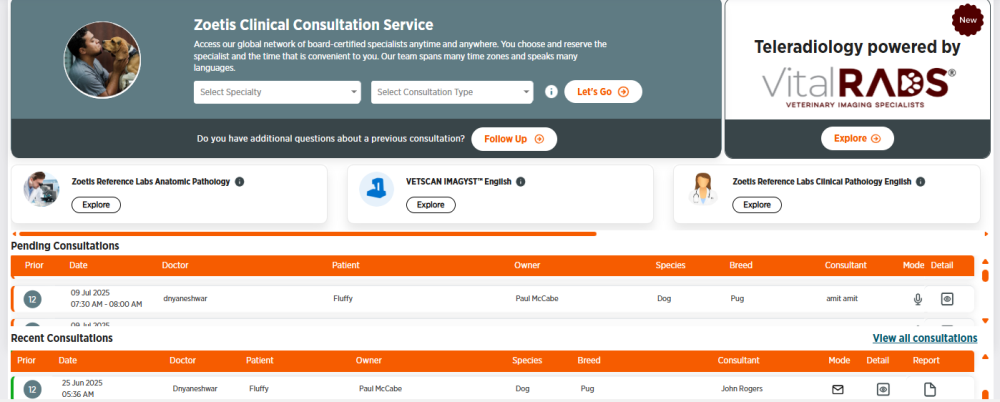 Consultations page