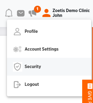 User profile icon clicked with Security highlighted