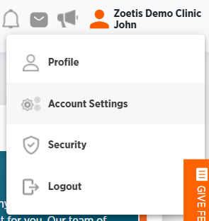 User settings menu with Account Settings highlighted