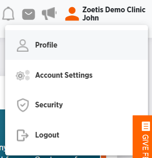 User settings menu with Profile highlighted