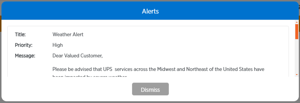 Alert shown