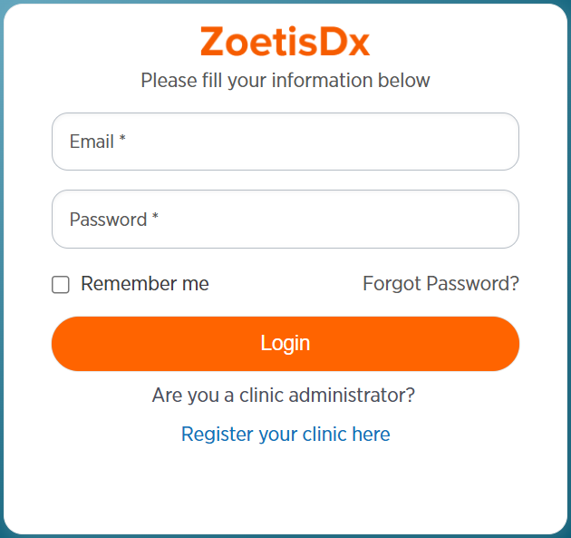 Login screen