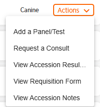Actions drop-down menu