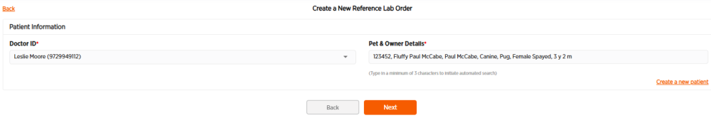 Create new order screen