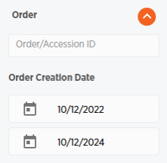 Filter by order creation date section expanded