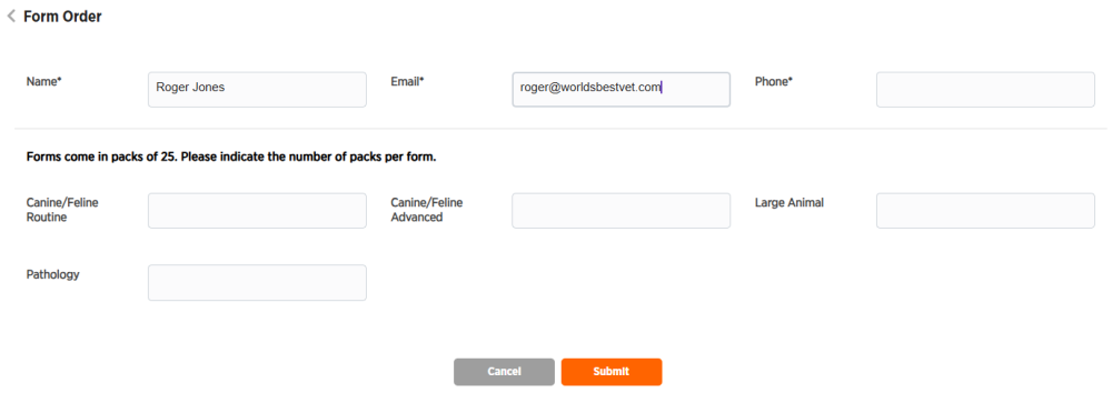 Requisition form order form