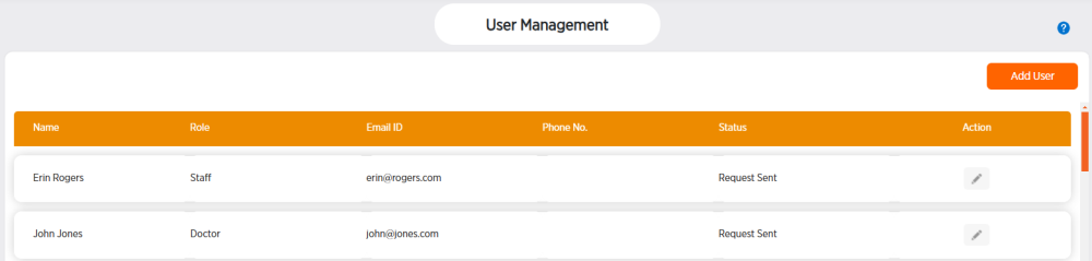 User management page
