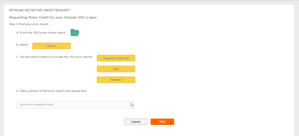 VS2 rotor request screen